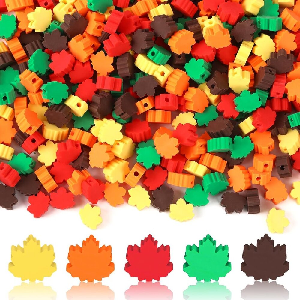 Fall Polymer Clay Beads, 300pcs Fall Mapel Leaf Clay Beads for Jewelry Making Th